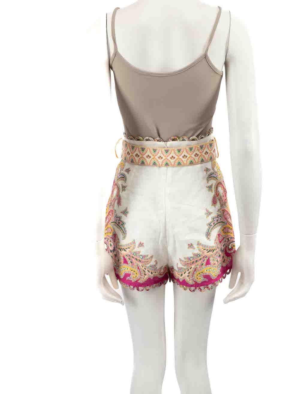 Zimmermann Floral Printed High Rise Shorts Size XS In Good Condition For Sale In London, GB