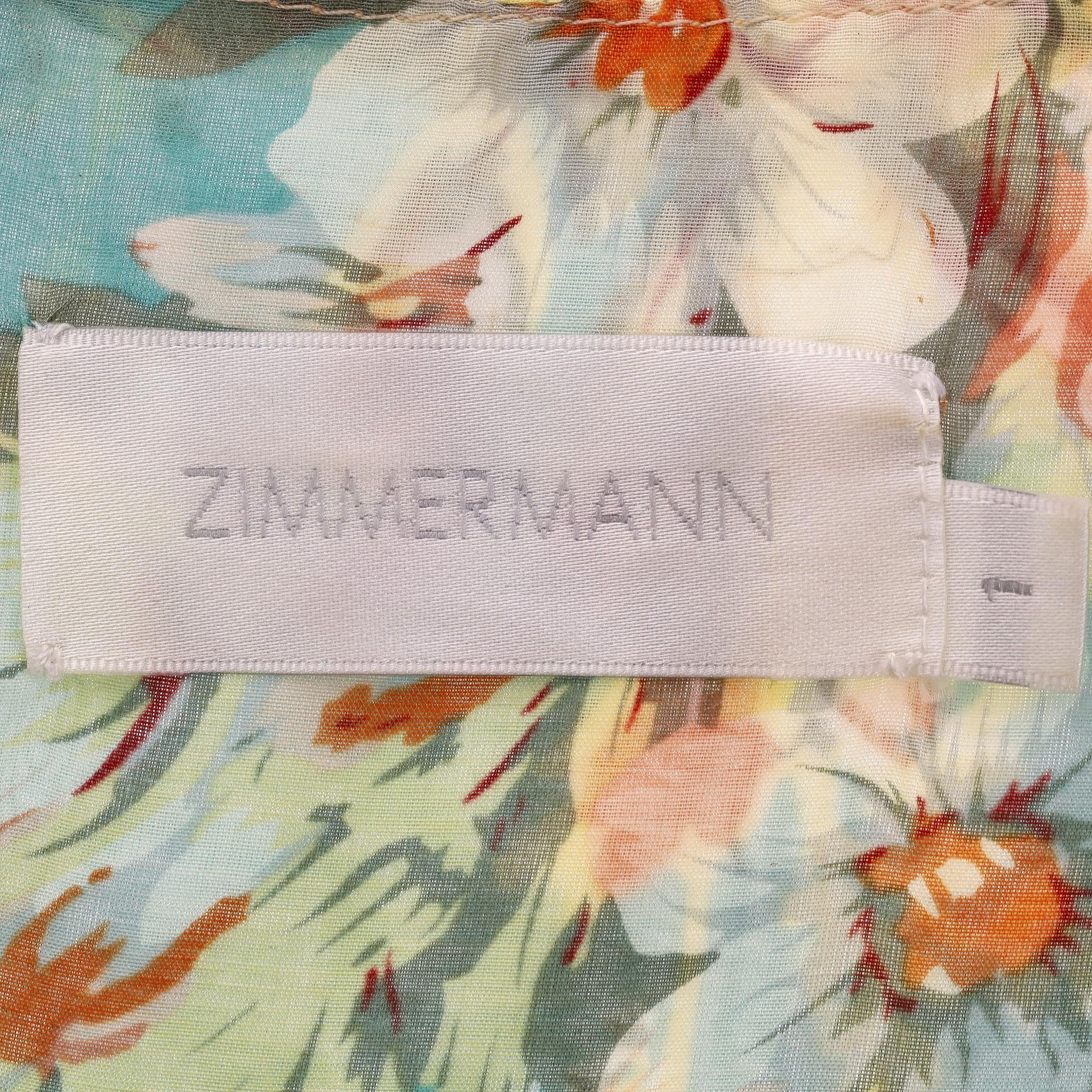 Zimmermann Floral Silk &  Cotton Top For Sale 1