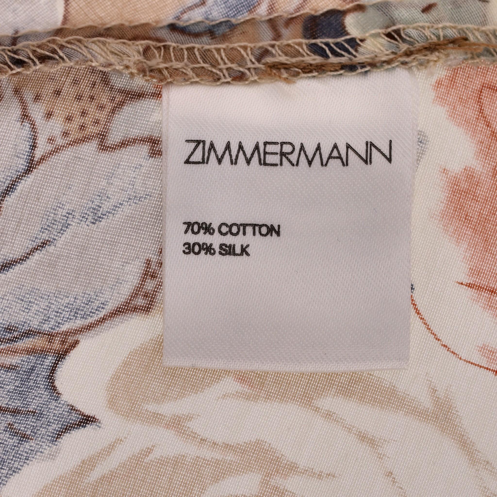 Zimmermann Floral Silk &  Cotton Top For Sale 2