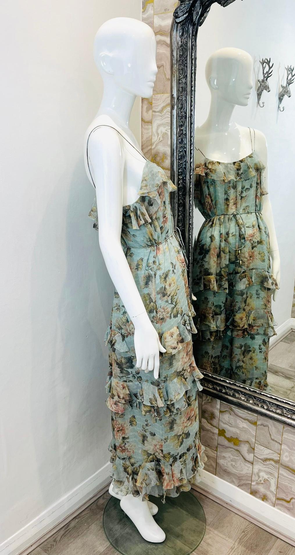 Gray Zimmermann Frill Tiered Silk Dress For Sale