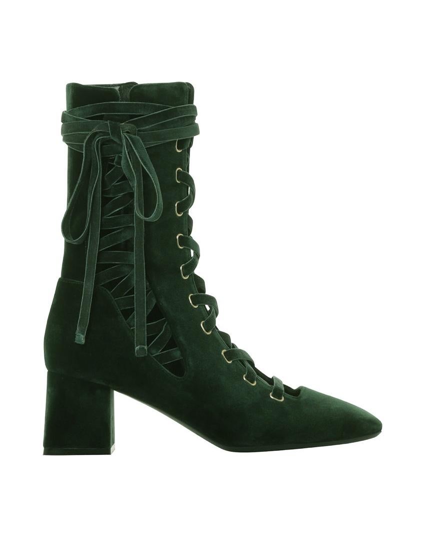 green lace up boots
