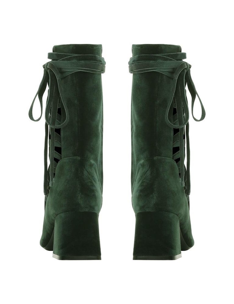 Zimmermann FW20 Green Velvet Lace-up Boots - Size EU 41 at 1stDibs | zimmermann  lace up boots