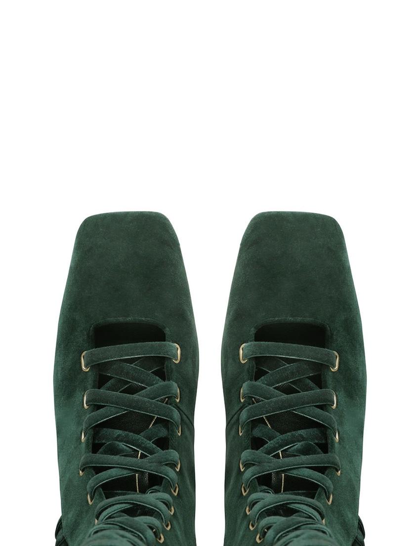 Zimmermann FW20 Green Velvet Lace-up Boots - Size EU 41 In New Condition In London, GB