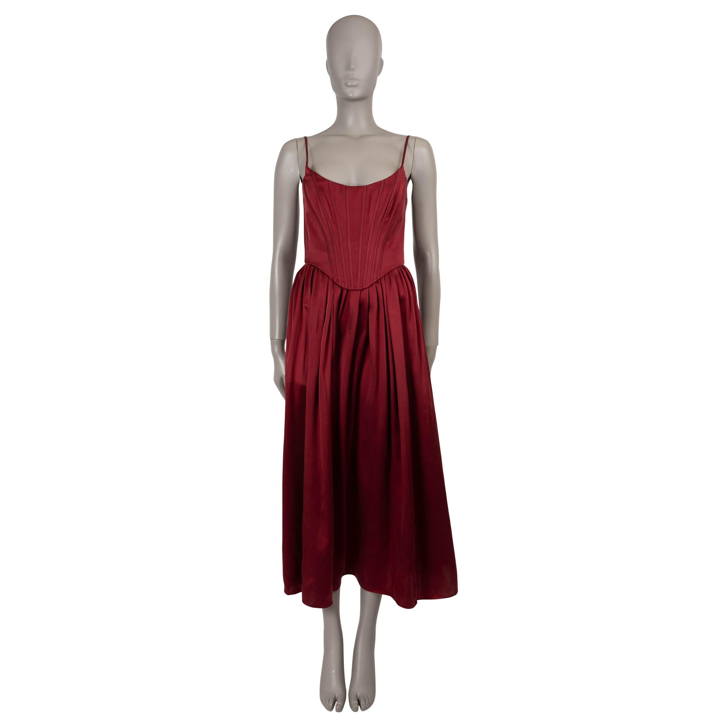 Zimmermann Garnet burgundy silk 2024 CORSET SATIN MIDI Dress 0 XS Excellent état - En vente à Zürich, CH