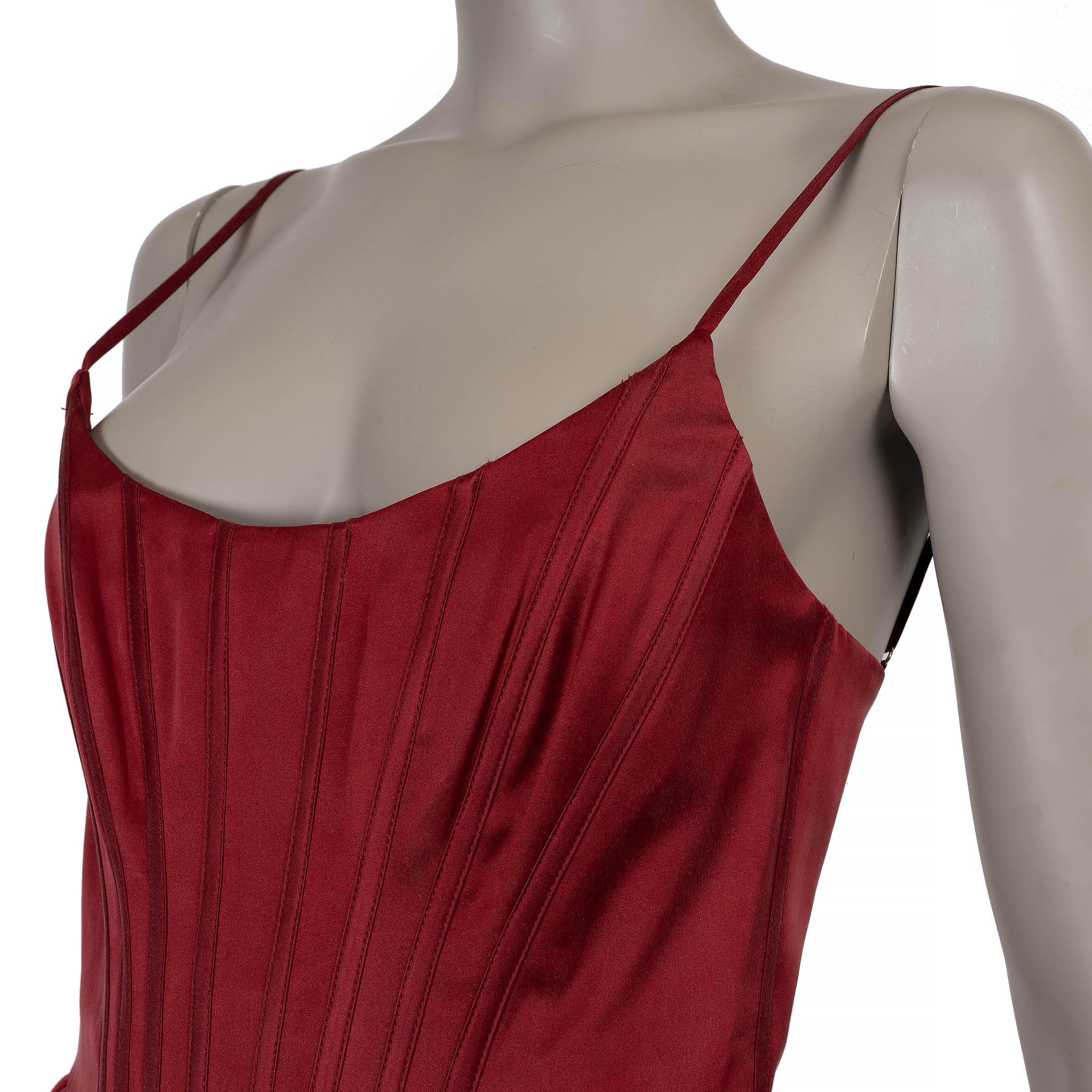 Zimmermann Garnet burgundy silk 2024 CORSET SATIN MIDI Dress 0 XS Pour femmes en vente