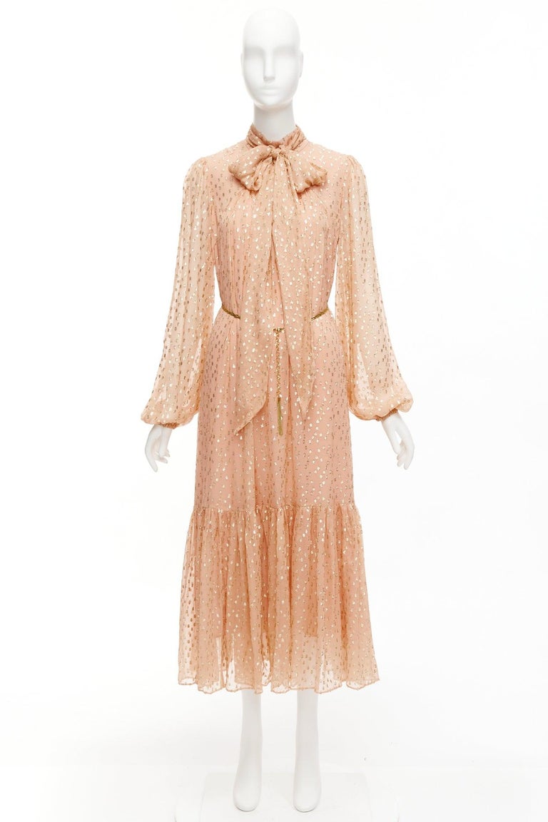 slim fit dress slacks Zimmermann // Gold Lyrical Lurex Long Sleeve Dress – VSP Consignment main image 0