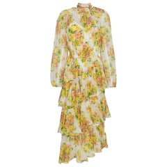 Zimmermann Golden Tiered Ruffle Floral-Print Midi Dress