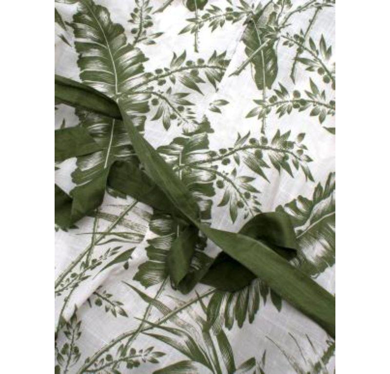 Zimmermann green & ivory leaf print linen beach dress In Good Condition For Sale In London, GB