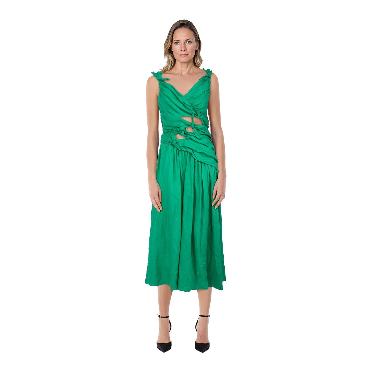 Zimmermann Green Knotted Detail Dress Size L
