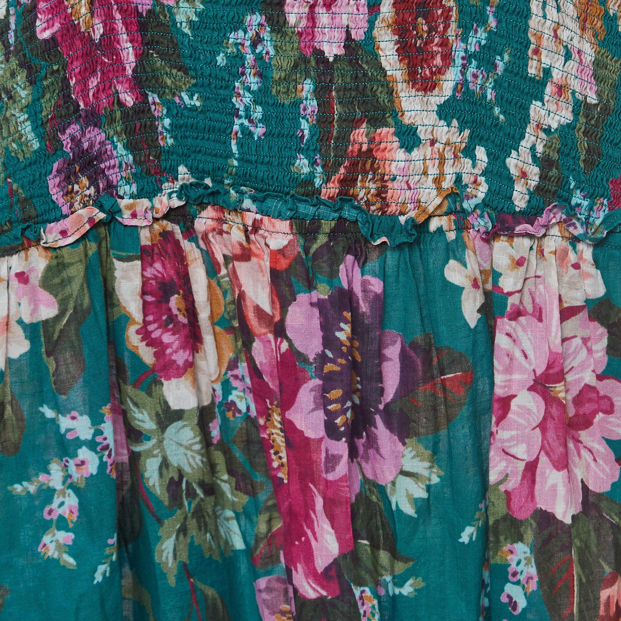 Gray Zimmermann Green/Multicolor Floral Printed Cotton Dress (10 Yrs) For Sale