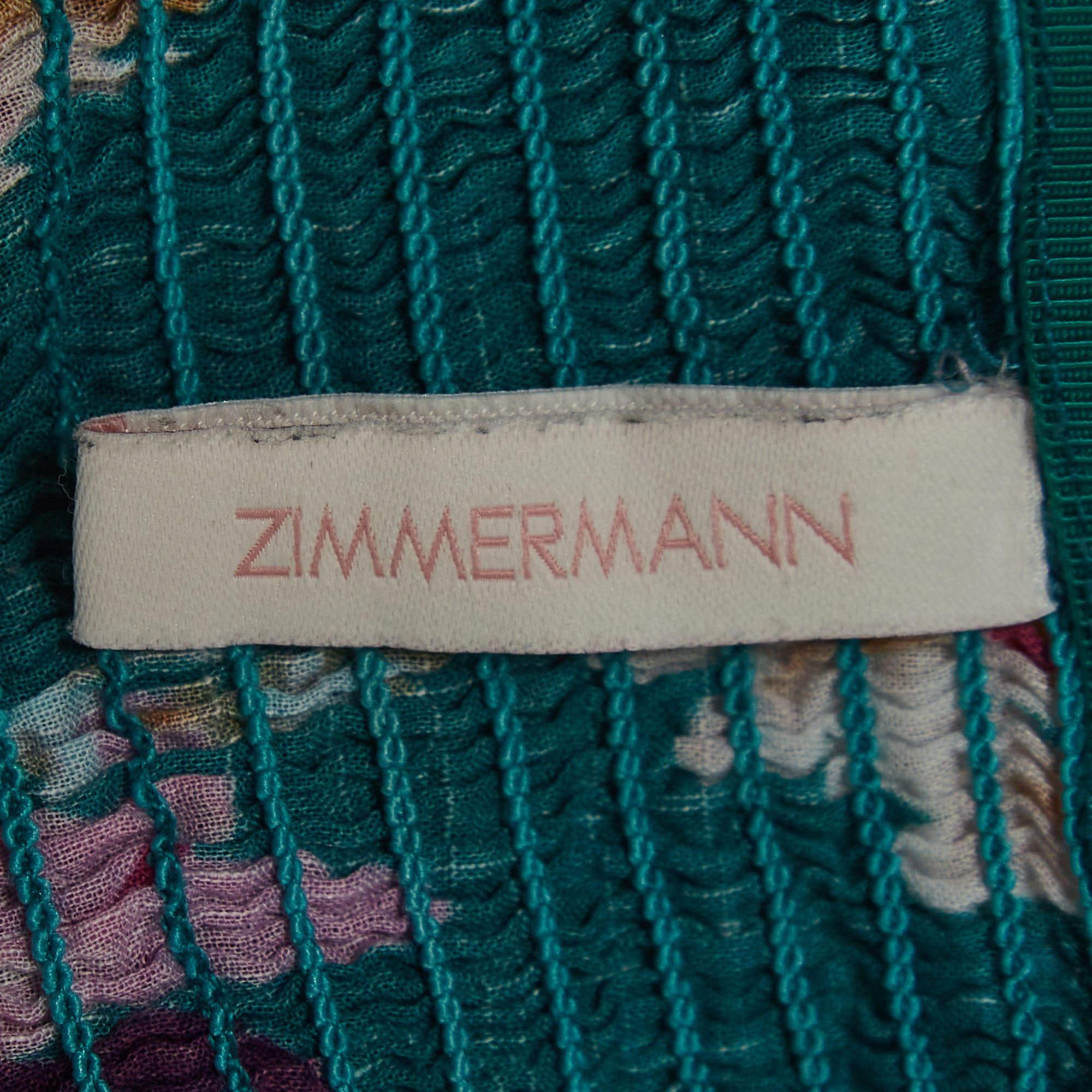 Zimmermann Green/Multicolor Floral Printed Cotton Dress (10 Yrs) In Good Condition For Sale In Dubai, Al Qouz 2