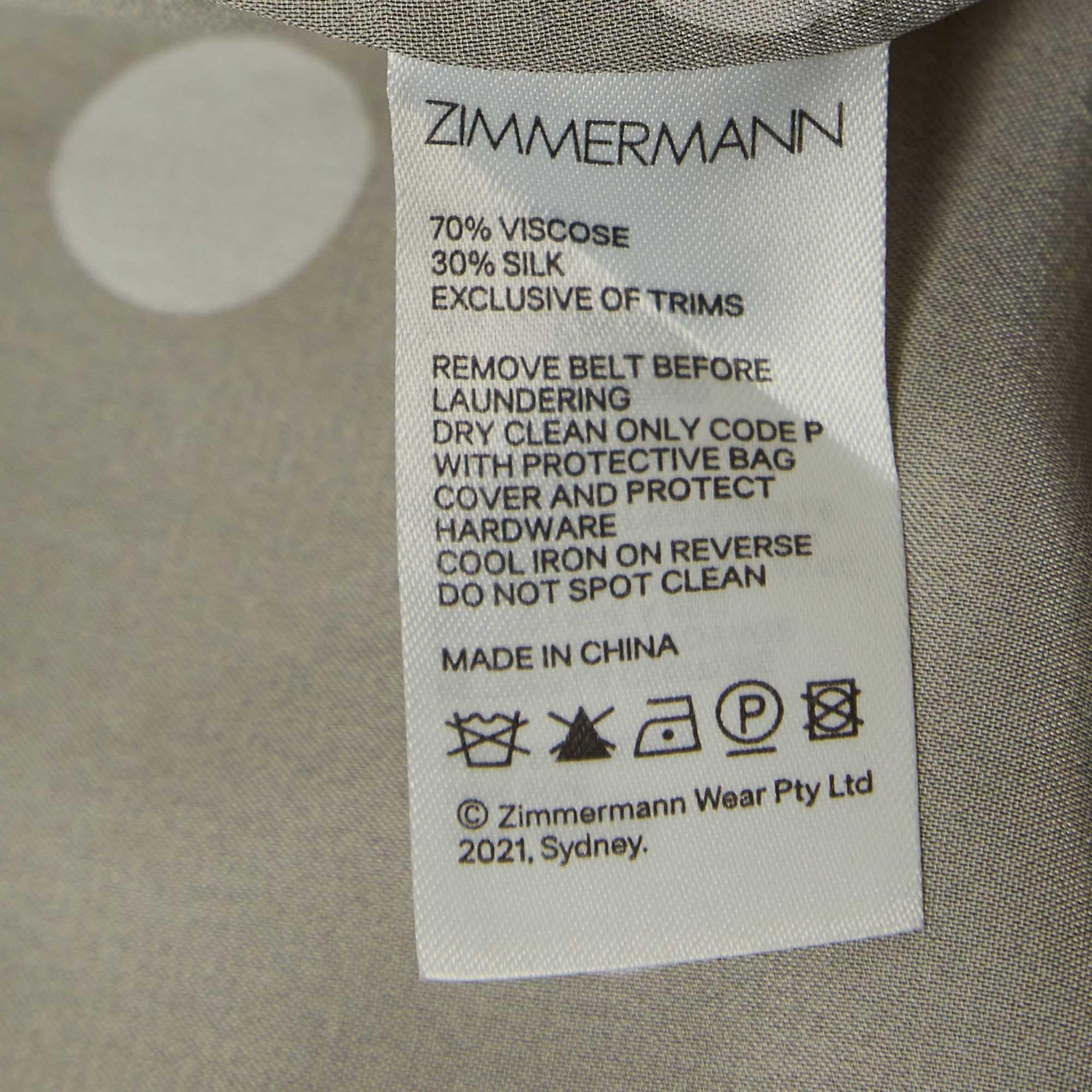Zimmermann Green Polka Dot Silk-Blend Belted Midi Dress S 2