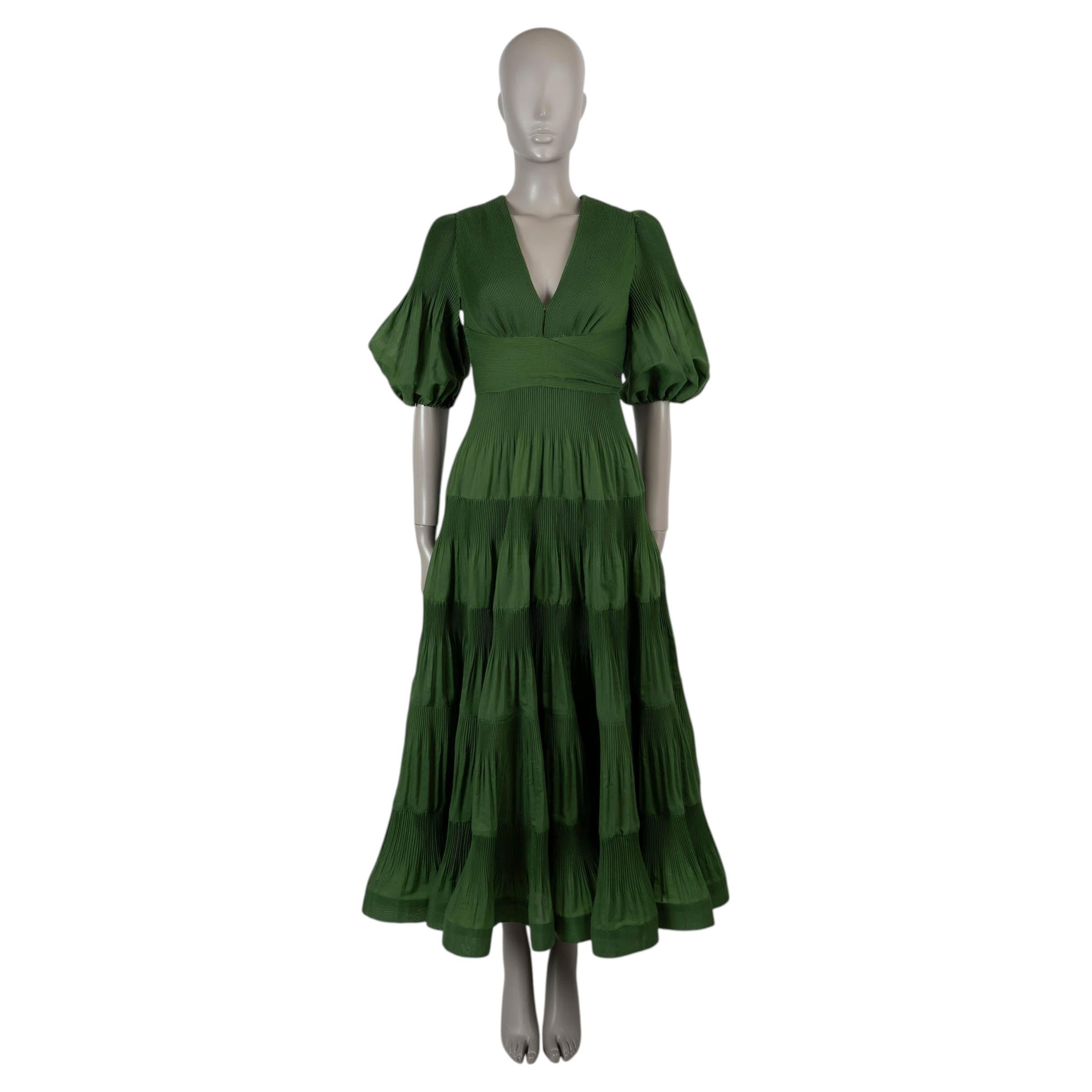 ZIMMERMANN green polyester 2024 PLEATED MIDI Dress 0 XS