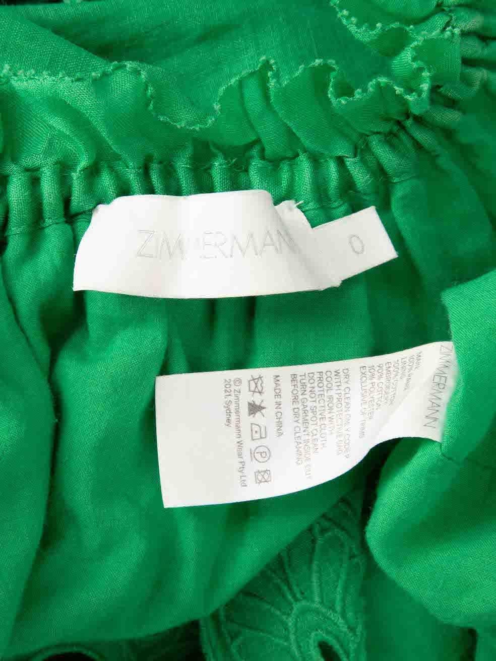 Women's Zimmermann Green Ruffle Lace Sleeveless Dress Size S For Sale