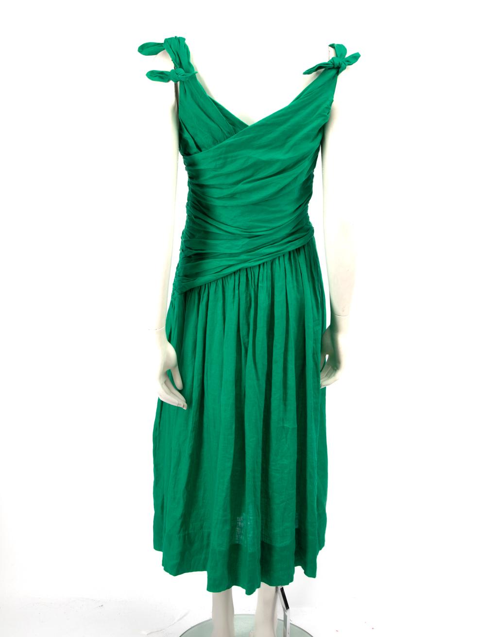 Verde Zimmermann Greene & Greene Bow Midi Dress Taglia L.