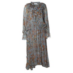 Zimmermann, grey floral printed ruffled maxi dress