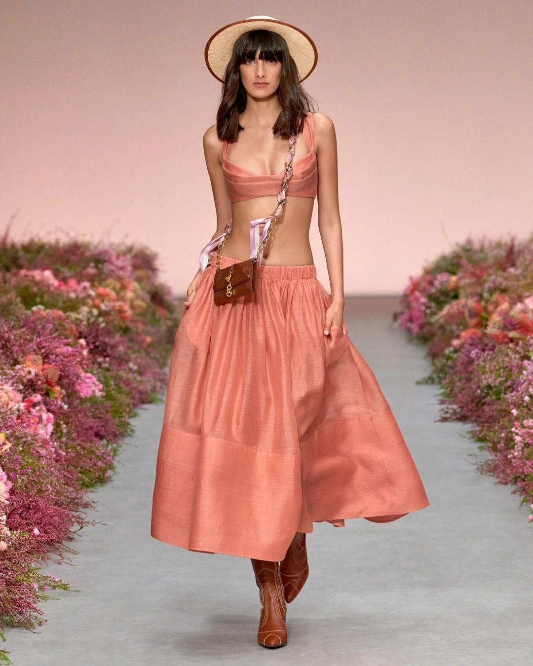 ZIMMERMANN Guava pink linen 2021 BOTANICA MIDI Skirt 1 XS im Angebot 1