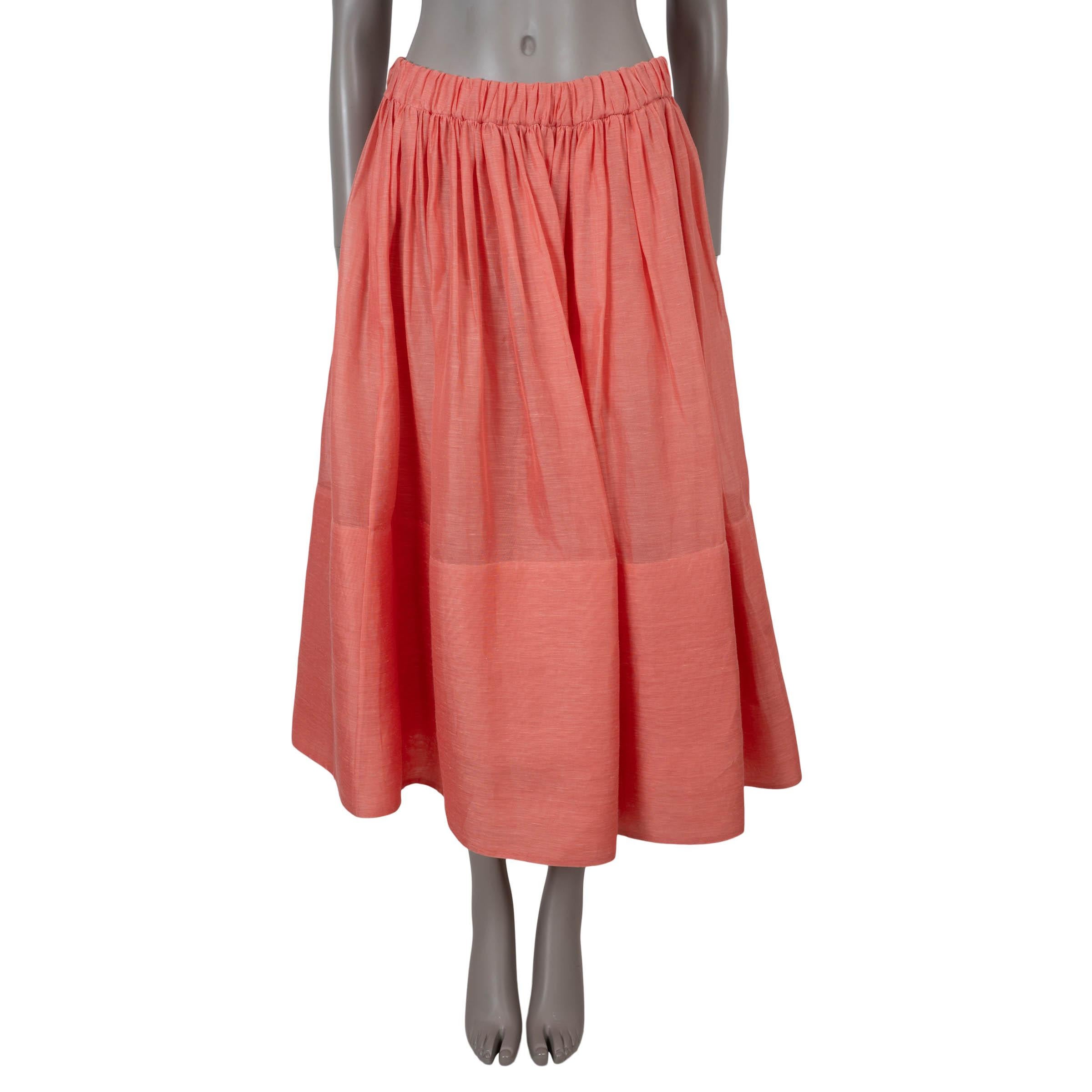 ZIMMERMANN Guava pink linen 2021 BOTANICA MIDI Skirt 1 XS im Angebot