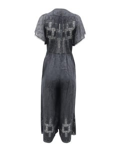 Mono Zimmermann «Harlequin» con cuello en V y bordado inglés, de algodón negro
