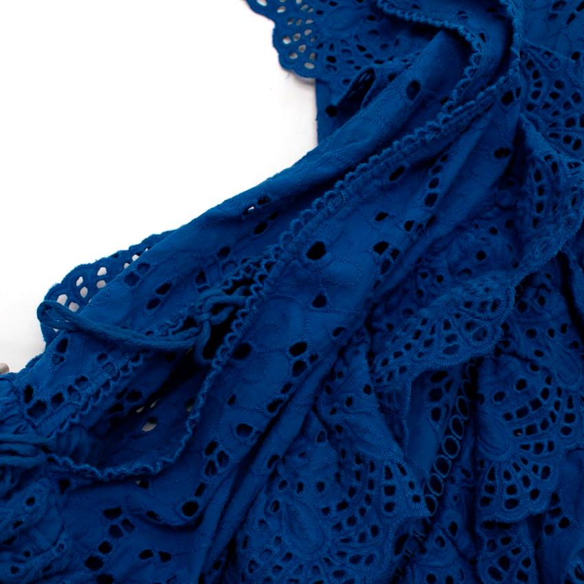 Zimmermann Hyper Eyelet Electric Blue Broderie Anglaise Mini Dress In Excellent Condition For Sale In London, GB