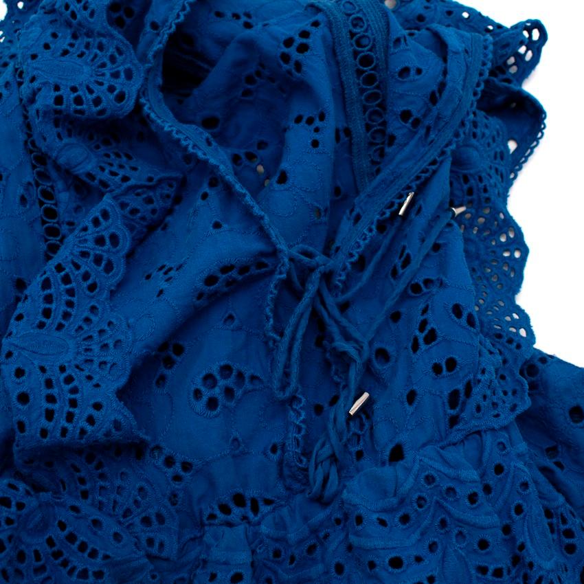 Zimmermann Hyper Eyelet Electric Blue Broderie Anglaise Mini Dress For Sale 1