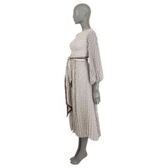 ZIMMERMANN ivory & brown silk SUNRAY POLKA DOT CHIFFON BELTED MIDI Dress OP XXS