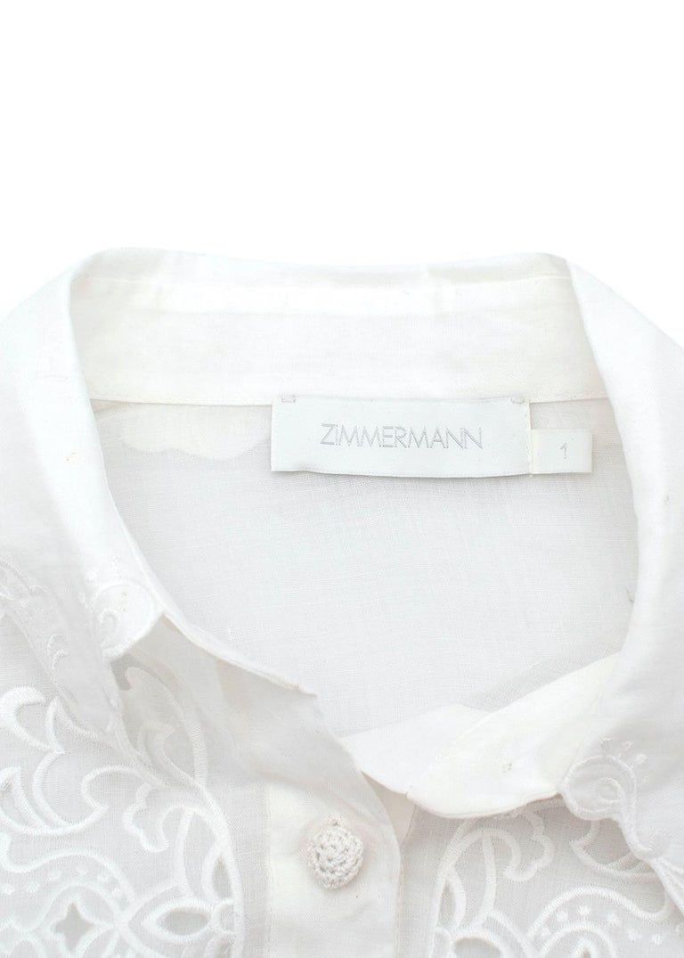 Zimmermann Ivory Embroidered Nina Shorts & Blouse - US 6 In New Condition For Sale In London, GB