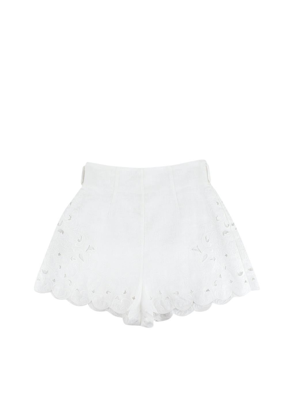 Zimmermann Ivory Embroidered Nina Shorts & Blouse - US 6 For Sale 2