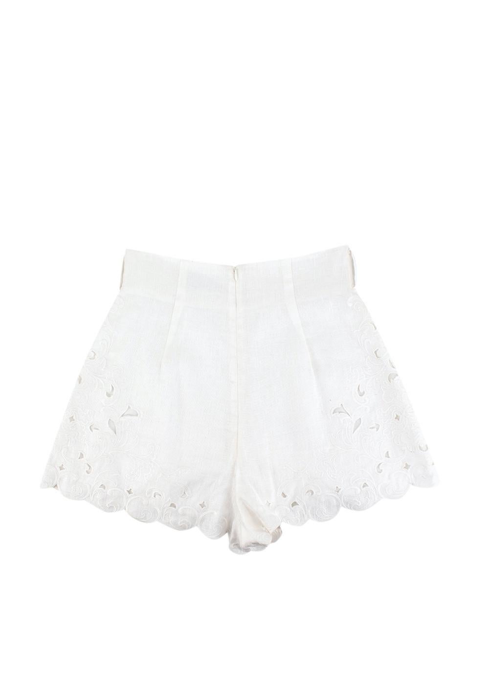 Zimmermann Ivory Embroidered Nina Shorts & Blouse - US 6 For Sale 3