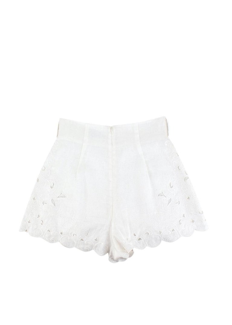 Zimmermann Ivory Embroidered Nina Shorts & Blouse - US 6 For Sale 4