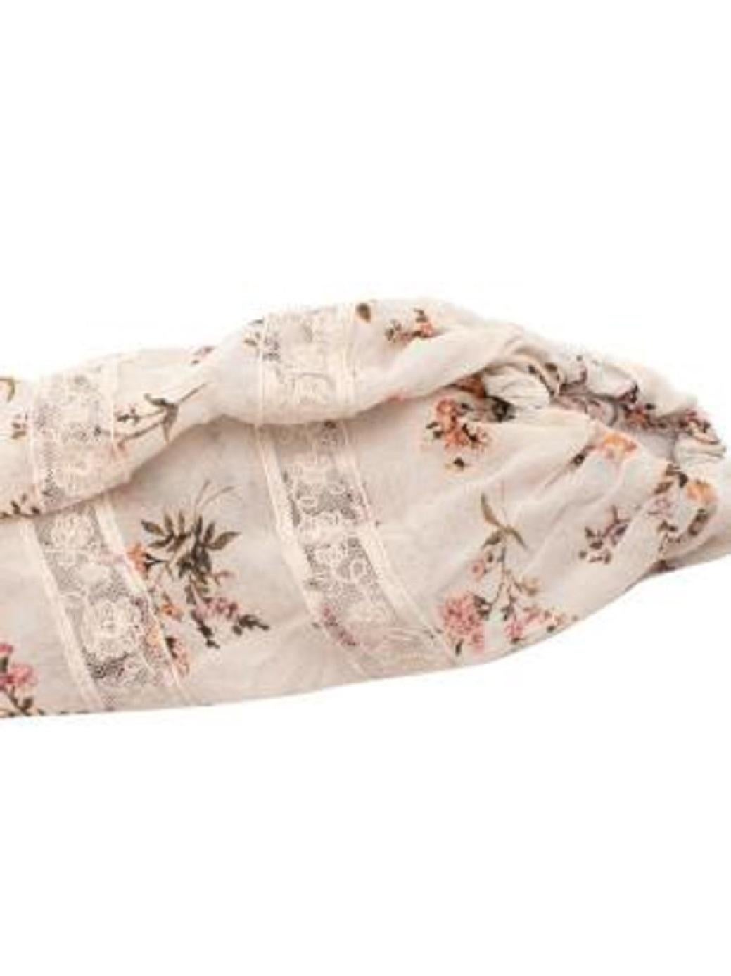 Zimmermann Ivory Floral Chiffon Drop Waist Short Dress For Sale 3