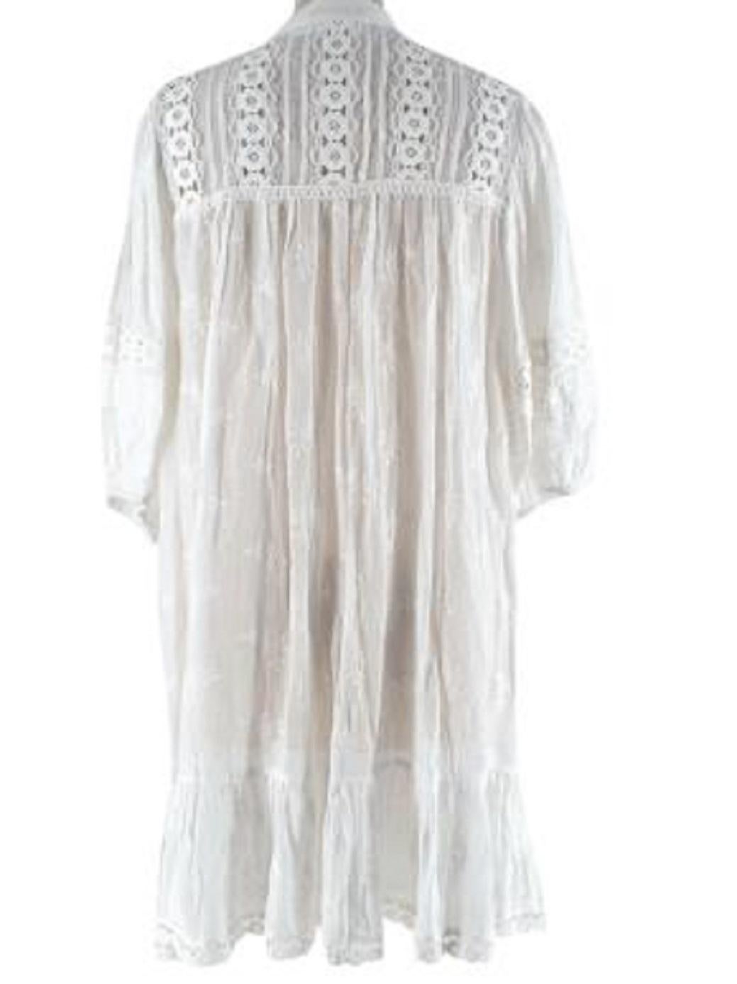 Women's Zimmermann Ivory Lace & Cotton Voile Short Dress For Sale