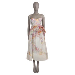ZIMMERMANN ivory linen silk 2024 NATURA KALEIDOSCOPE GARDEN MIDI Dress 0 XS