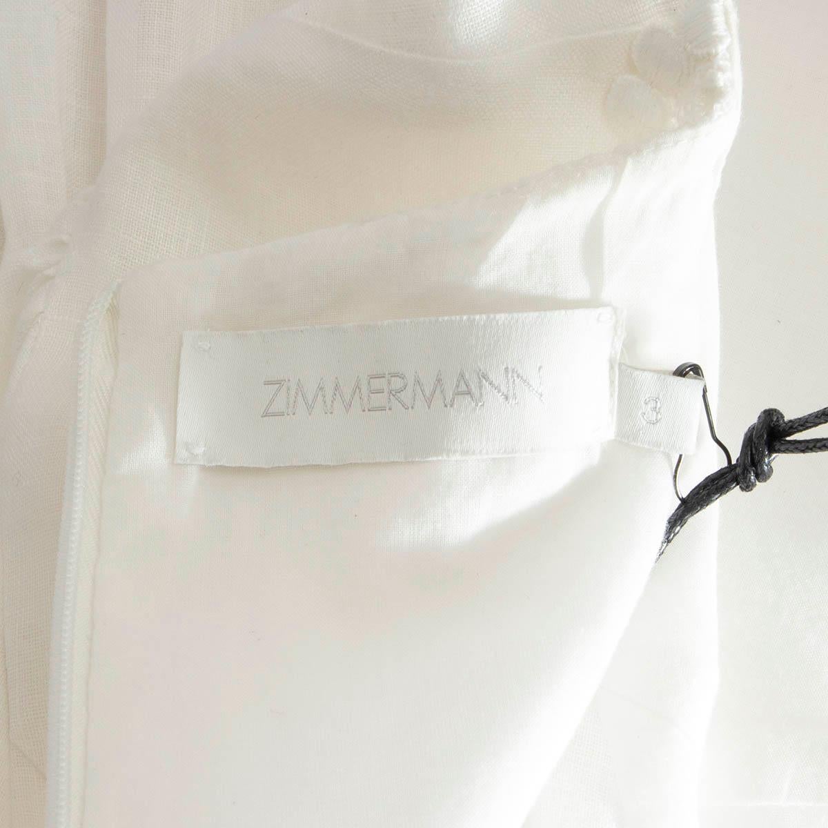 ZIMMERMANN ivory pink orange linen MAE FLORAL MINI Dress 3 L In Excellent Condition In Zürich, CH