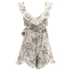 Zimmermann Jasper Cutout Flotal Print Broderie Anglaise Cotton Playsuit