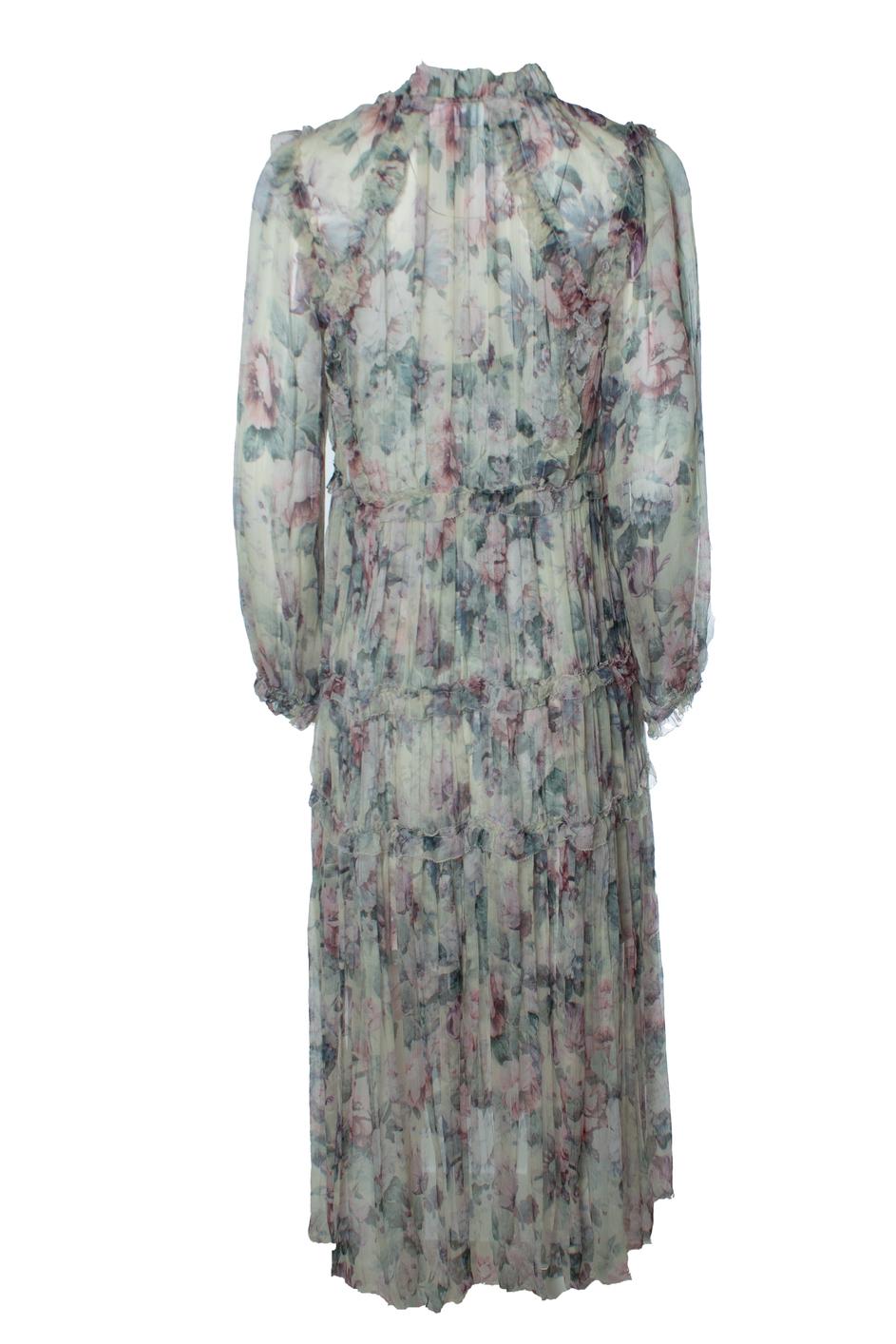 Zimmermann, maxivestido de volantes florales Jasper en tonos pastel Gris en venta