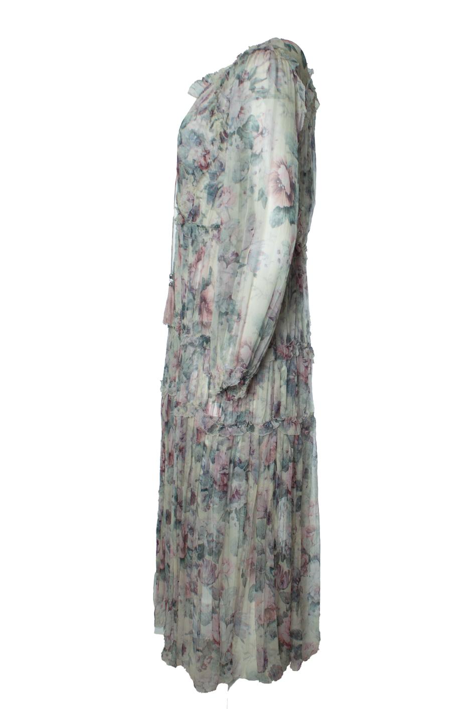 Zimmermann, maxivestido de volantes florales Jasper en tonos pastel en Nuevo estado para la venta en AMSTERDAM, NL