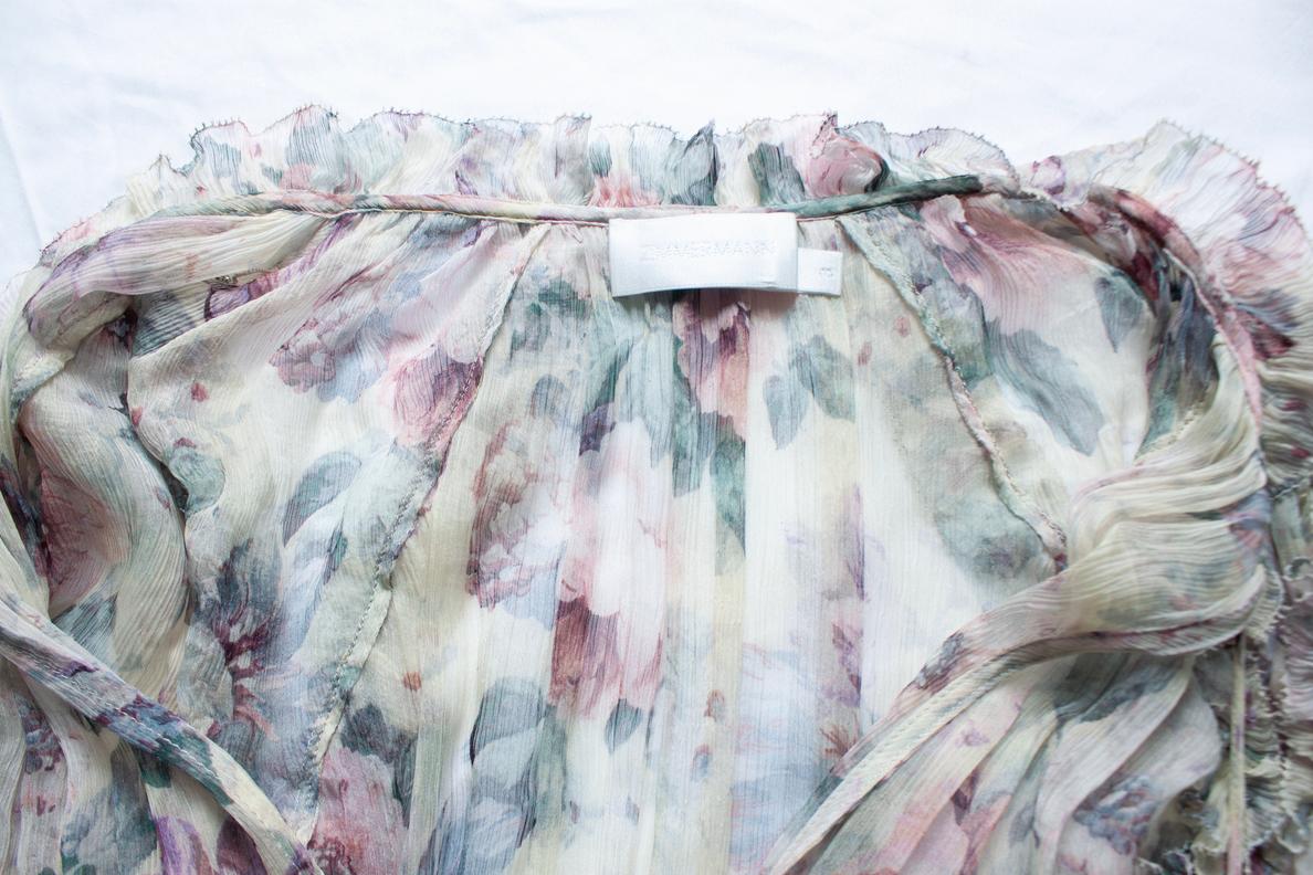Zimmermann, maxivestido de volantes florales Jasper en tonos pastel en venta 2