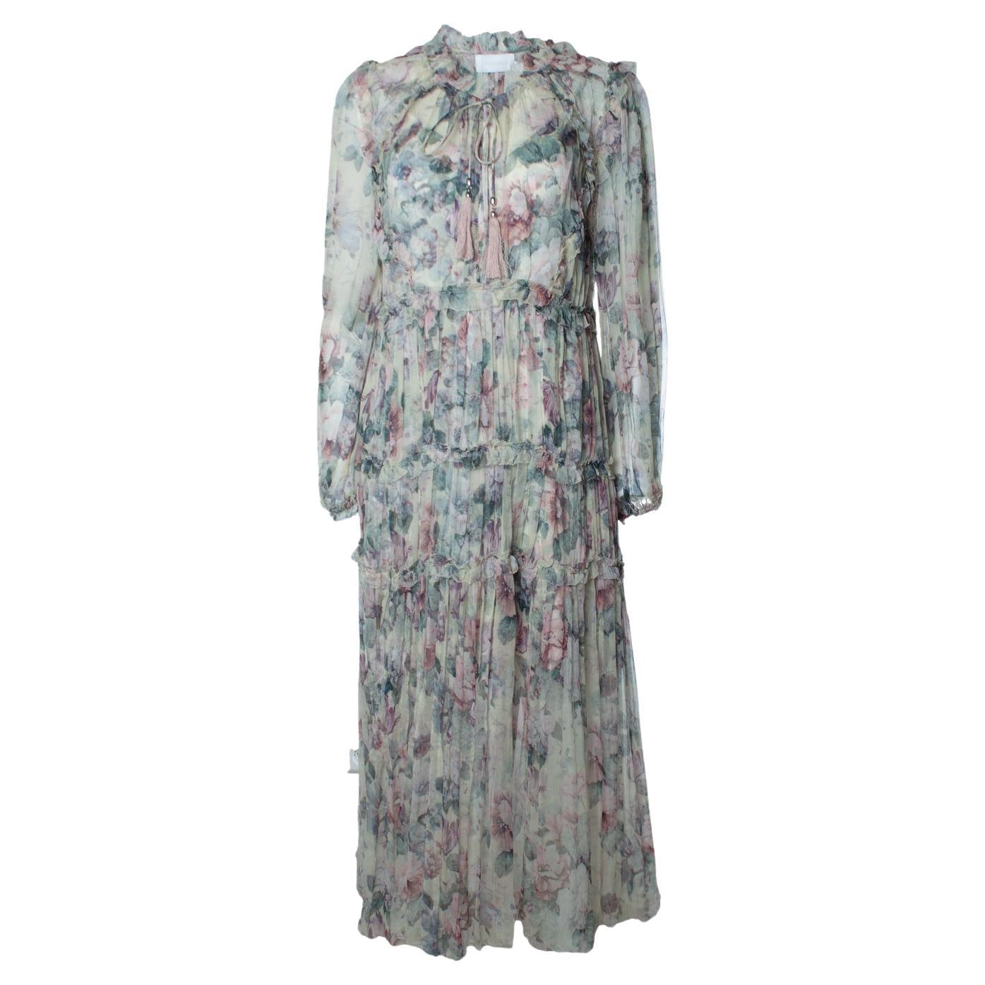 Zimmermann, maxivestido de volantes florales Jasper en tonos pastel en venta