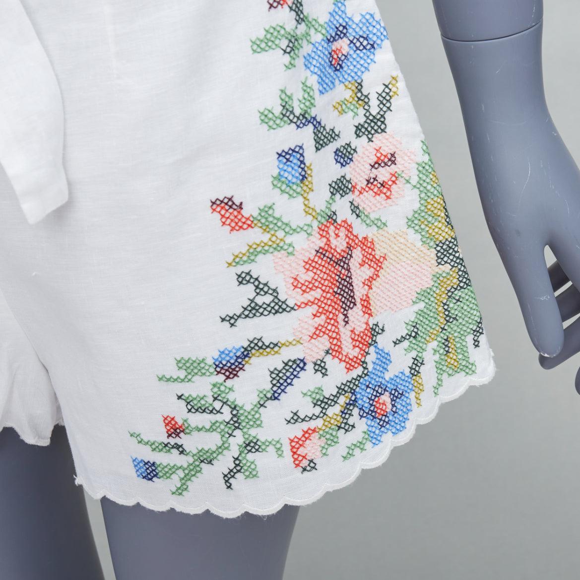 ZIMMERMANN Juliette white linen floral embroidery belted shorts US2 XXS
Reference: KYCG/A00137
Brand: Zimmermann
Model: Juliette
As seen on: Jennifer Lopez
Material: Linen
Color: White, Multicolour
Pattern: Abstract
Closure: Belt
Lining: White