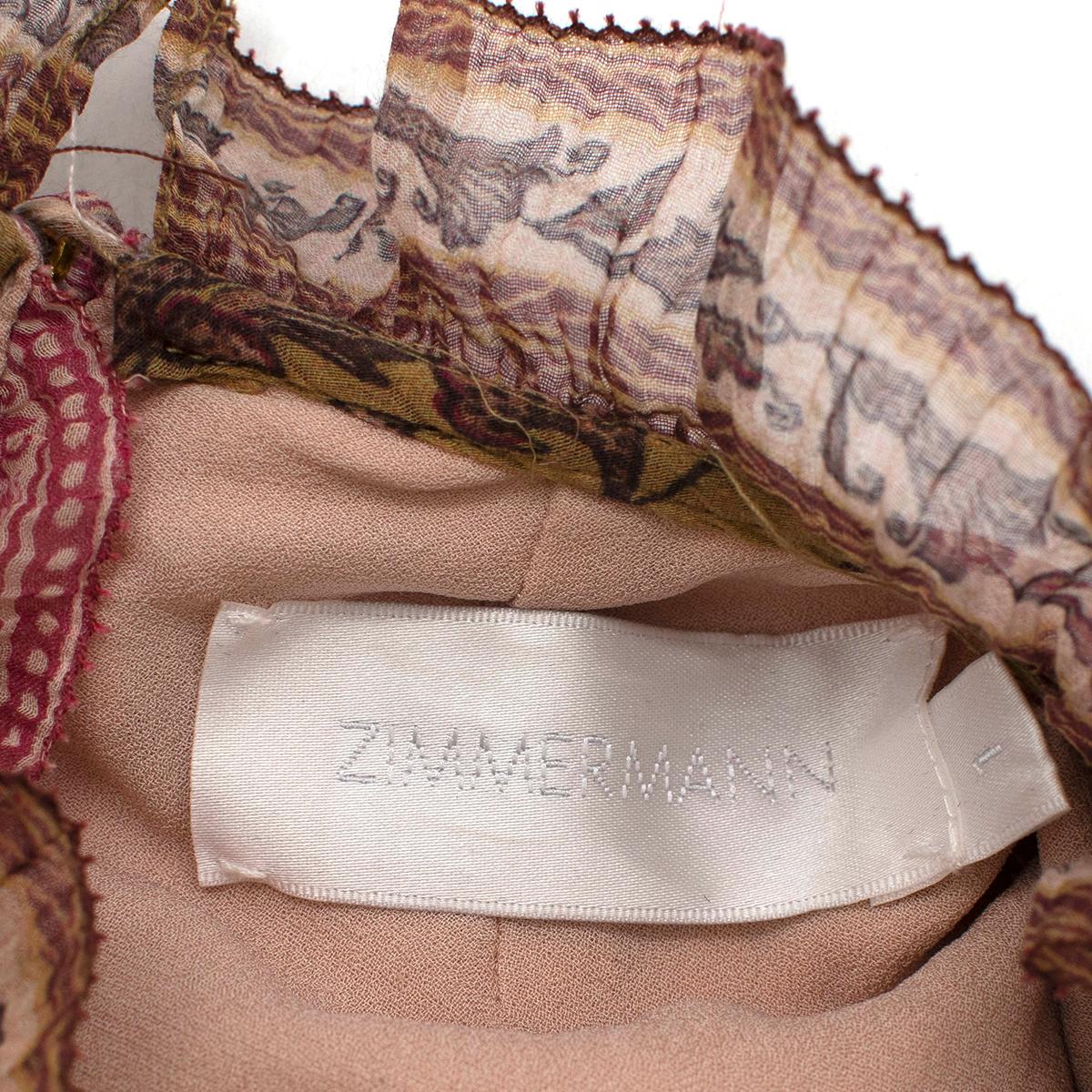 Brown Zimmermann Juniper Ruffled Floral Cotton-blend Mini Dress - Size S