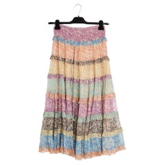 Zimmermann Jupe FR36 Carnaby Multicolor Silk Chiffon Ruffled Skirt UK8 US6