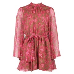 Zimmermann Karmic Floral Print Silk Chiffon Playsuit