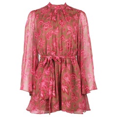 Zimmermann Karmic Floral Print Silk Chiffon Playsuit UK 14