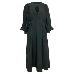 Zimmermann Keyhole Balloon-Sleeve Crepe Midi Dress in Green Viscose