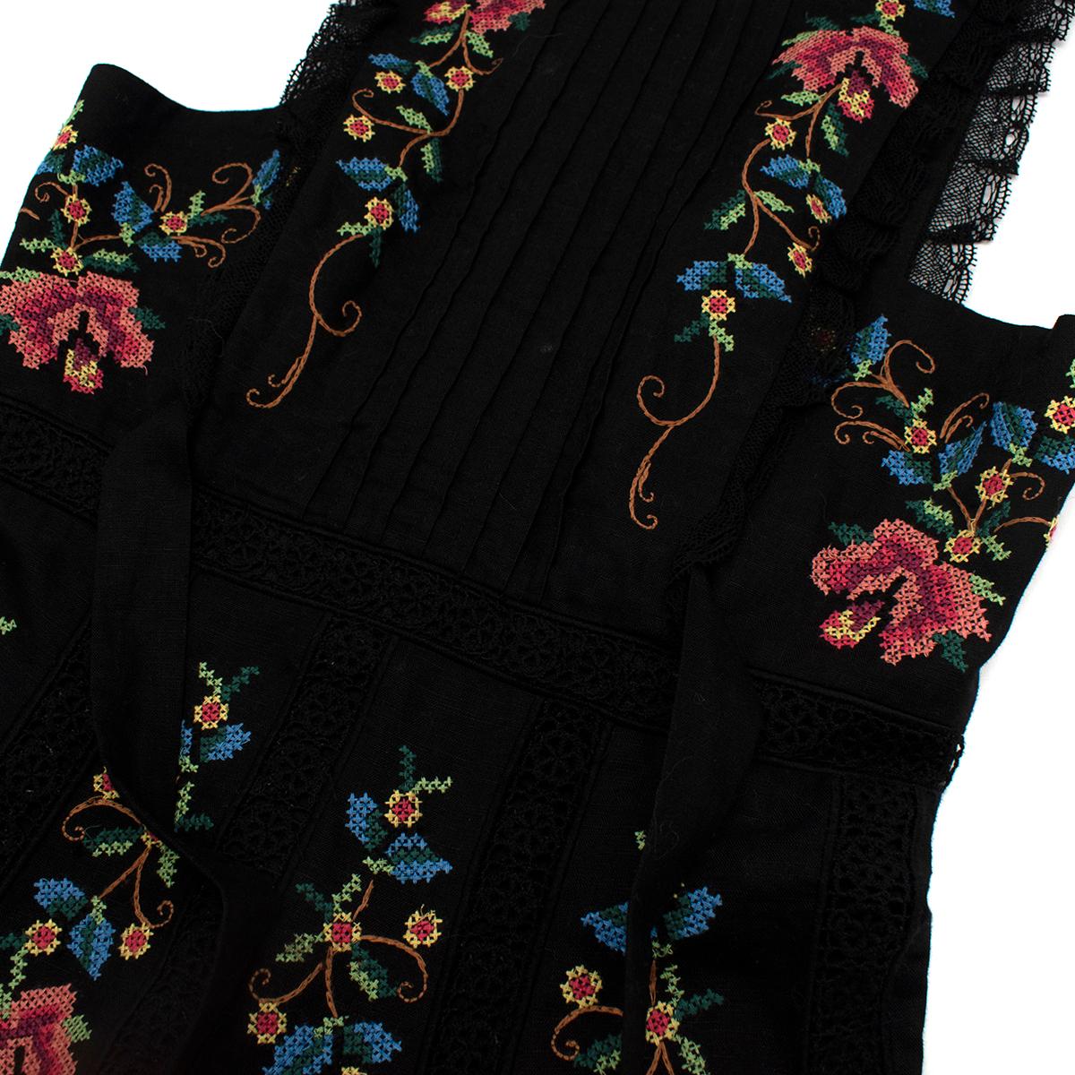 Black Zimmermann Laelia Embroidered Linen Dress - US Size 4