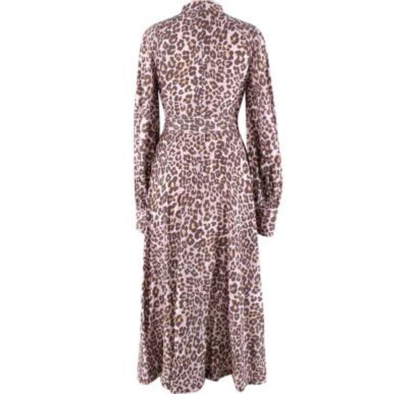 Zimmerman Leopard Print Silk Belted Maxi Dress

- Light weight, cotton body
- All over leopard print pattern 
- Pleated front panel
- High collar 
- Covered button stand 
- Flat tie waist belt
- Zipped cuffs
- Back concealed zip fastening