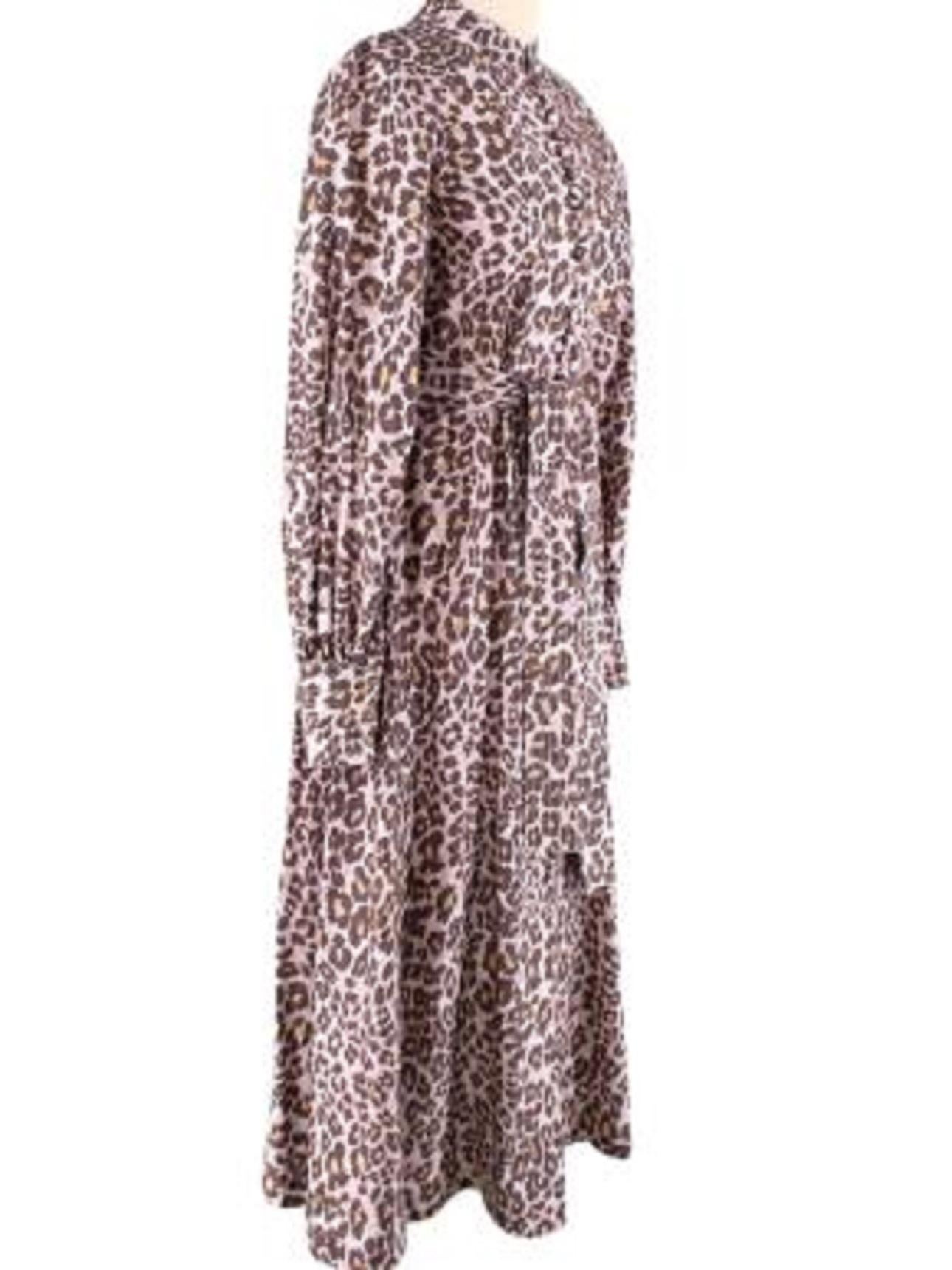 Zimmermann Leopard Print Silk Belted Maxi Dress In Good Condition For Sale In London, GB