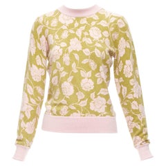 ZIMMERMANN Maglione intarsio floreale verde rosa in misto cashmere US0 XS