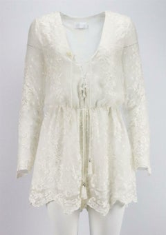 Zimmermann Lucia Lace Up Embroidered Silk Georgette Playsuit